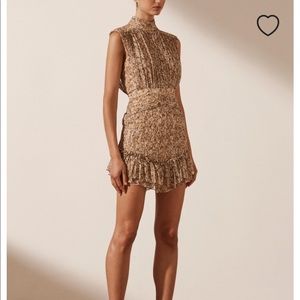 Shona Joy Floral Print Dress in Beige and Brown